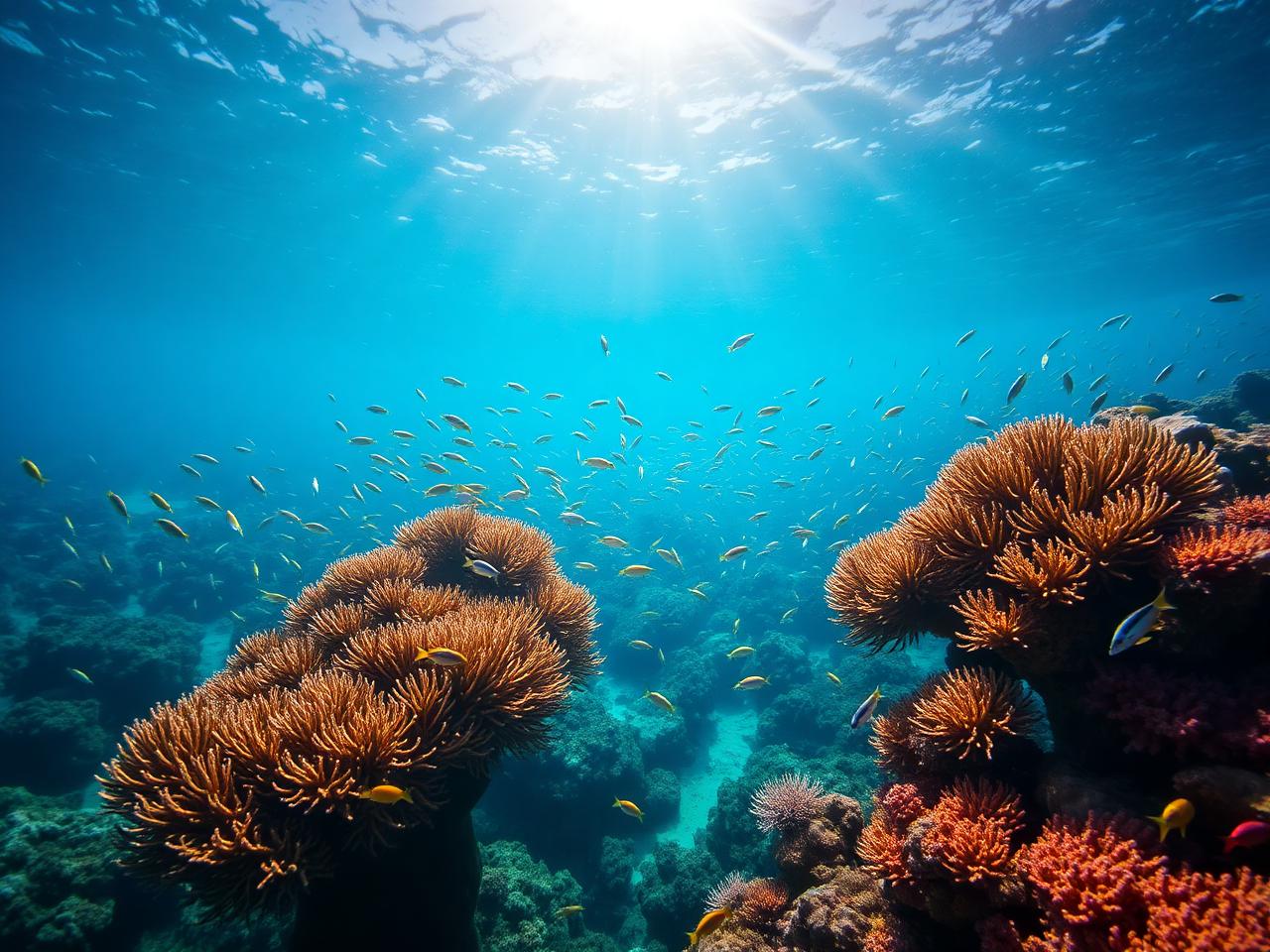 Récif corallien vivant peuplé de poissons à Bali